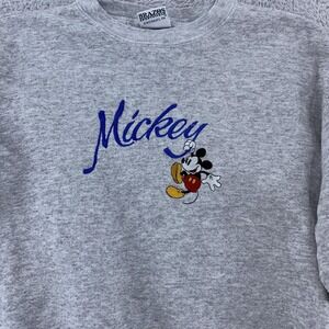 Vintage Mickey Mouse Sweatshirt Mens Medium Gray Crewneck Disney Embroidered 90s